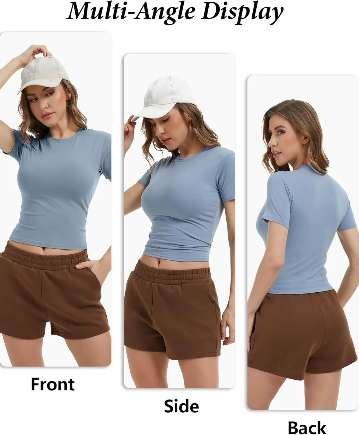 1/4 Pack Women's Workout Shirts Compression Short Sleeve Crew Neck Running Yoga Gym Athletic Fitted Crop T-Shirts Top