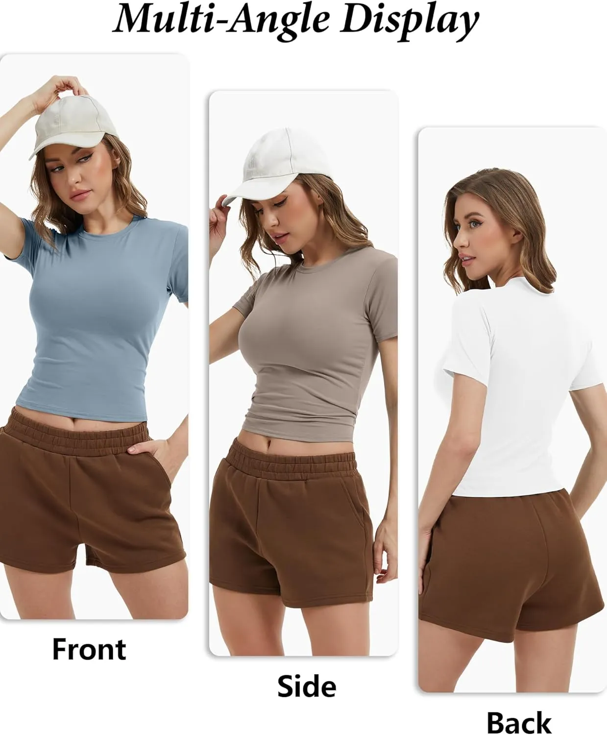 1/4 Pack Women's Workout Shirts Compression Short Sleeve Crew Neck Running Yoga Gym Athletic Fitted Crop T-Shirts Top