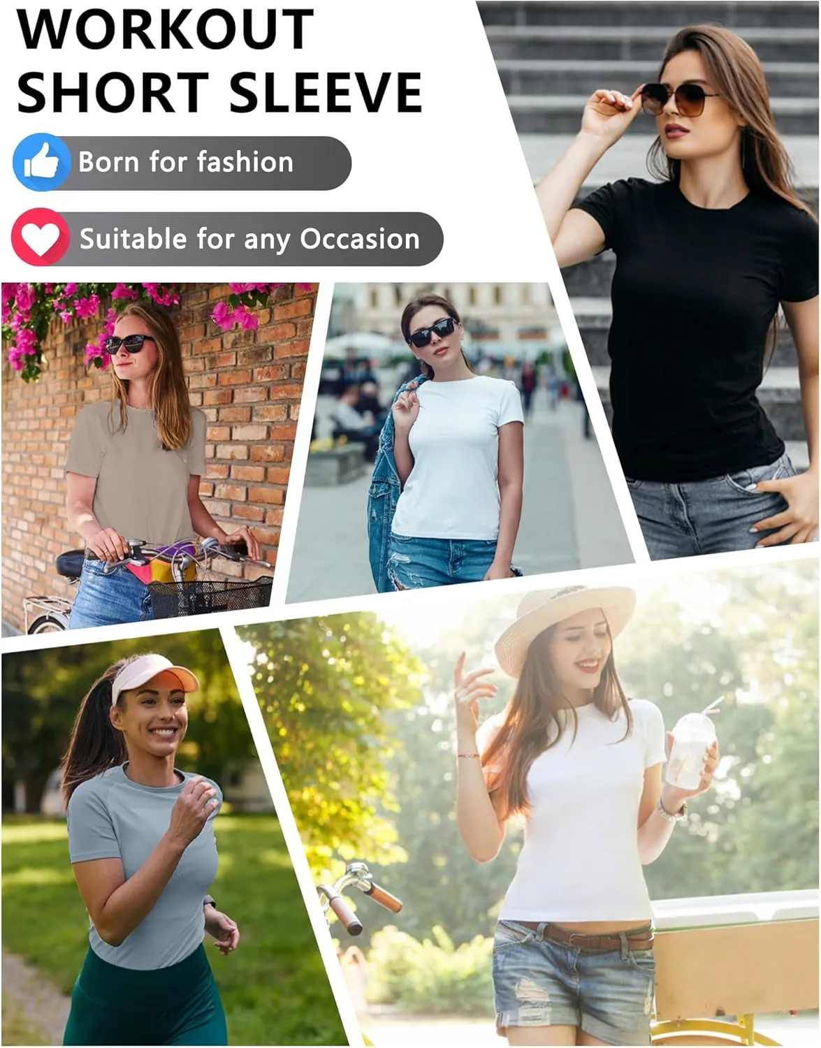 1/4 Pack Women's Workout Shirts Compression Short Sleeve Crew Neck Running Yoga Gym Athletic Fitted Crop T-Shirts Top