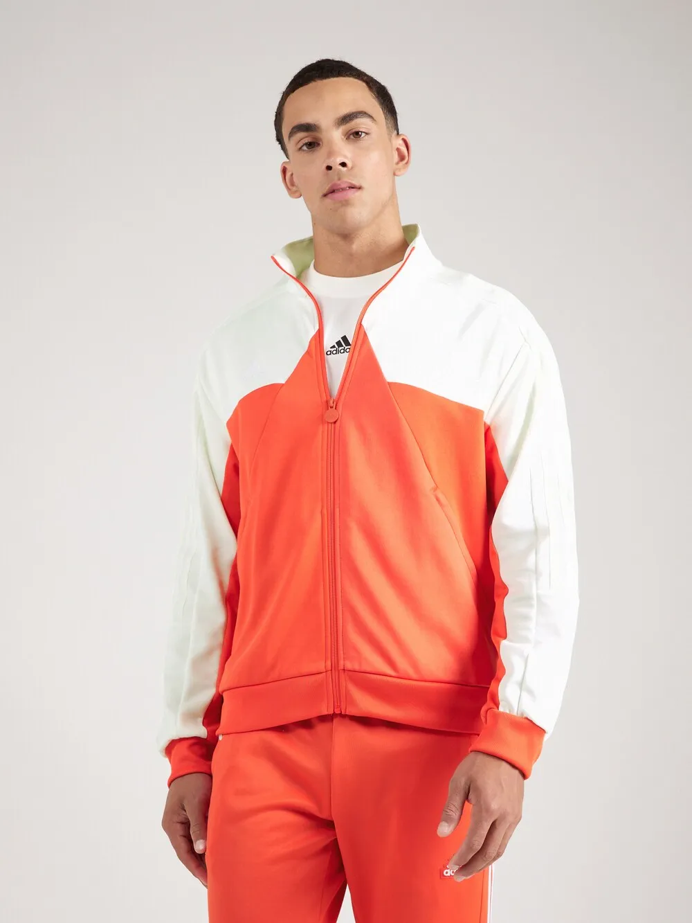 Adidas Tiro Zip Sports Sweatshirt, Dark Orange