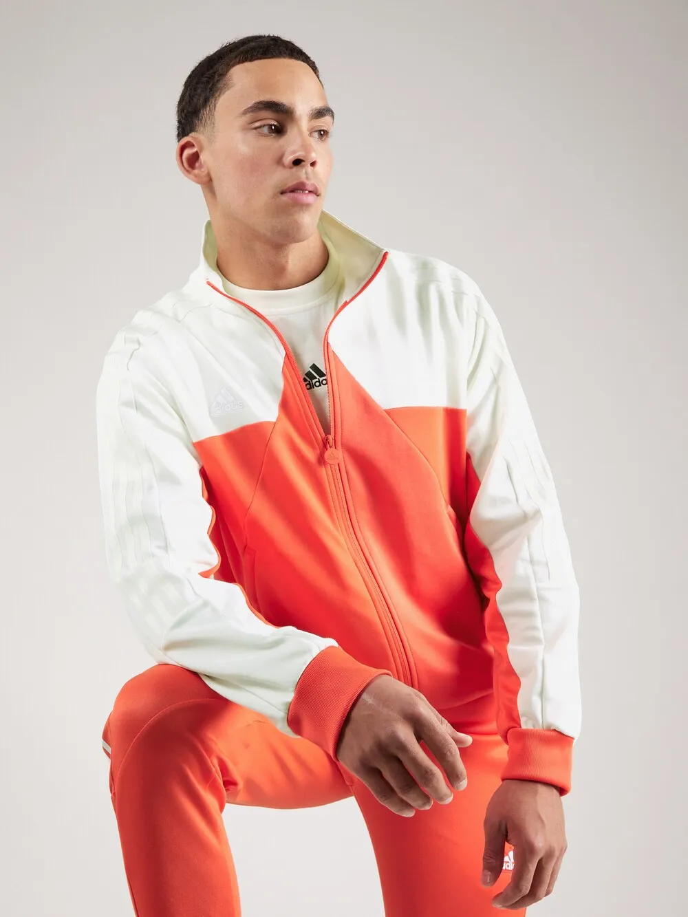 Adidas Tiro Zip Sports Sweatshirt, Dark Orange