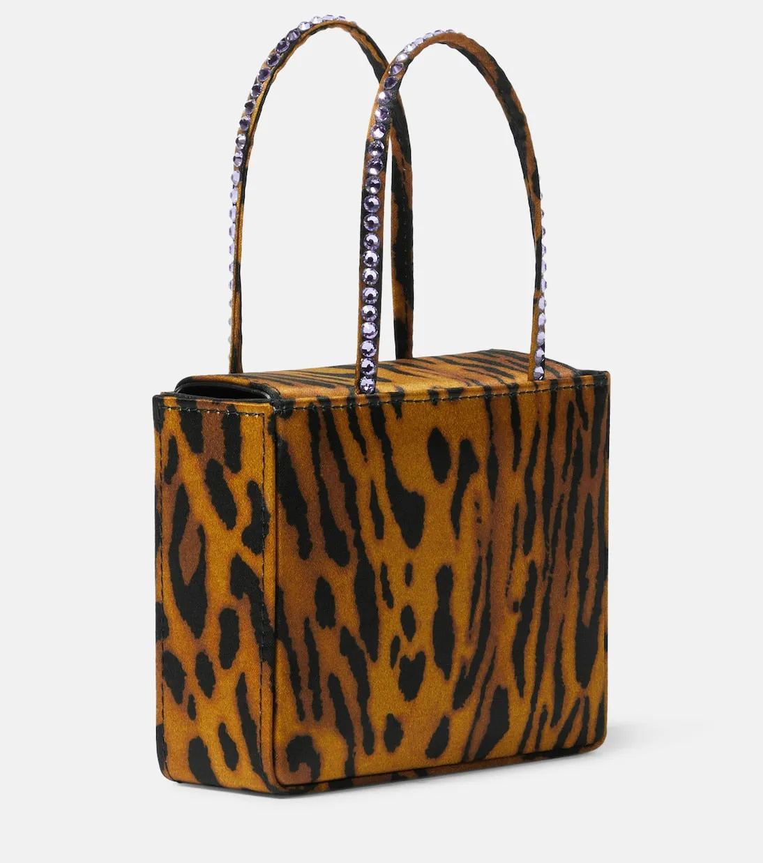 Amina Muaddi leopard print satin superamini tote bag, multicolor