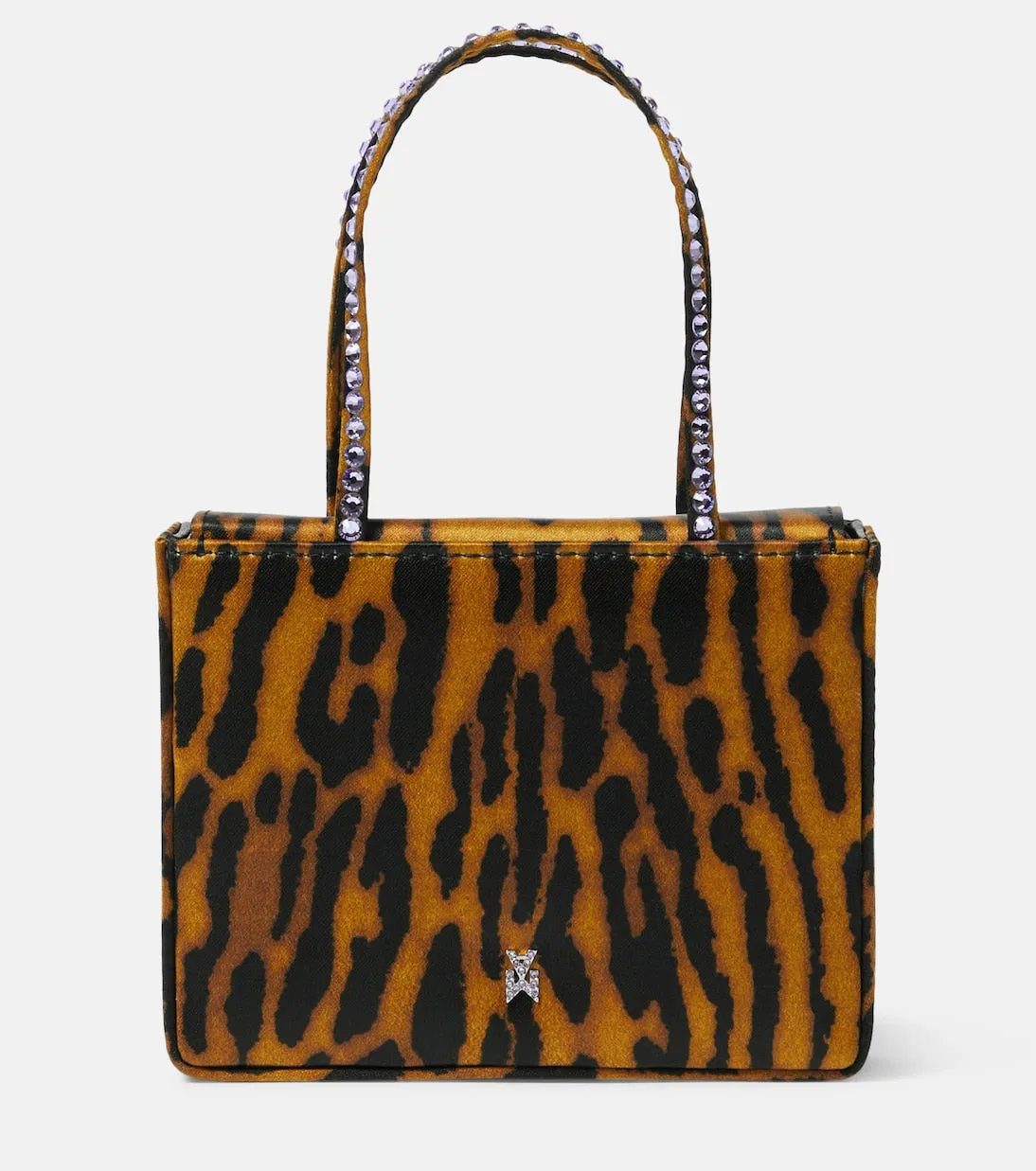 Amina Muaddi leopard print satin superamini tote bag, multicolor