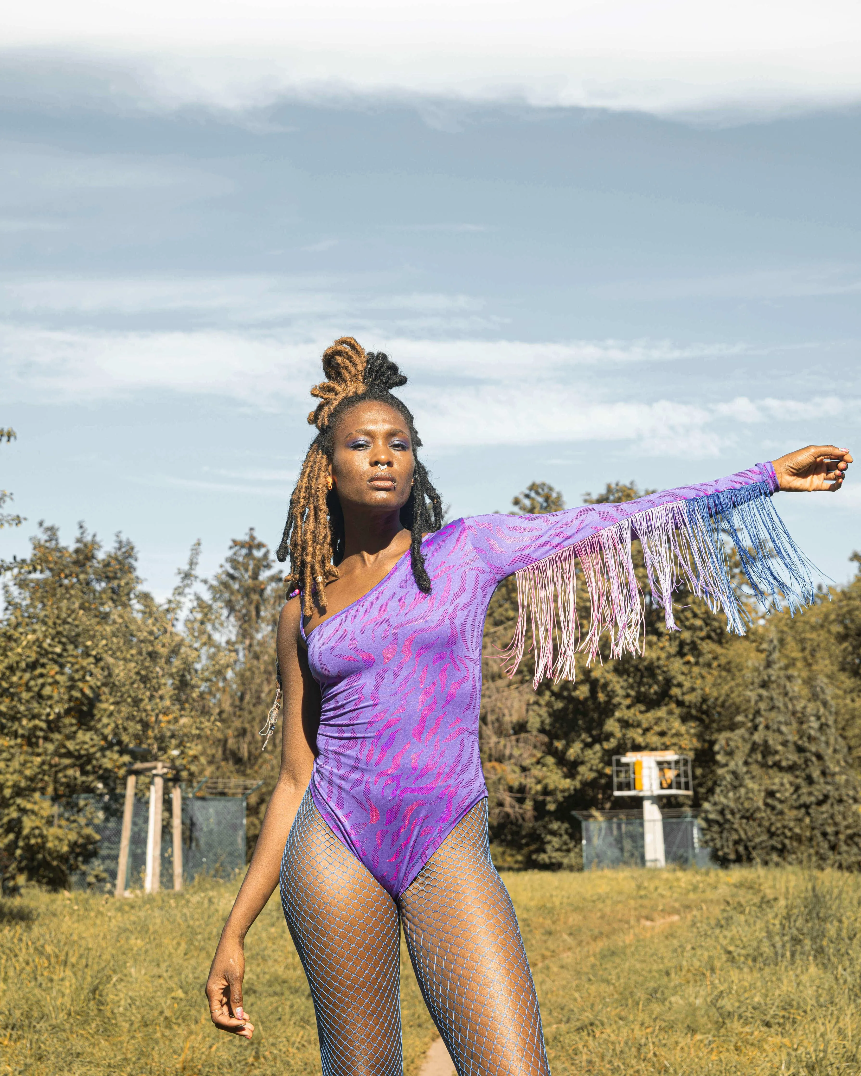 Asymmetrical Bodysuit Fringes "WAVER" Lettau Art Fashion