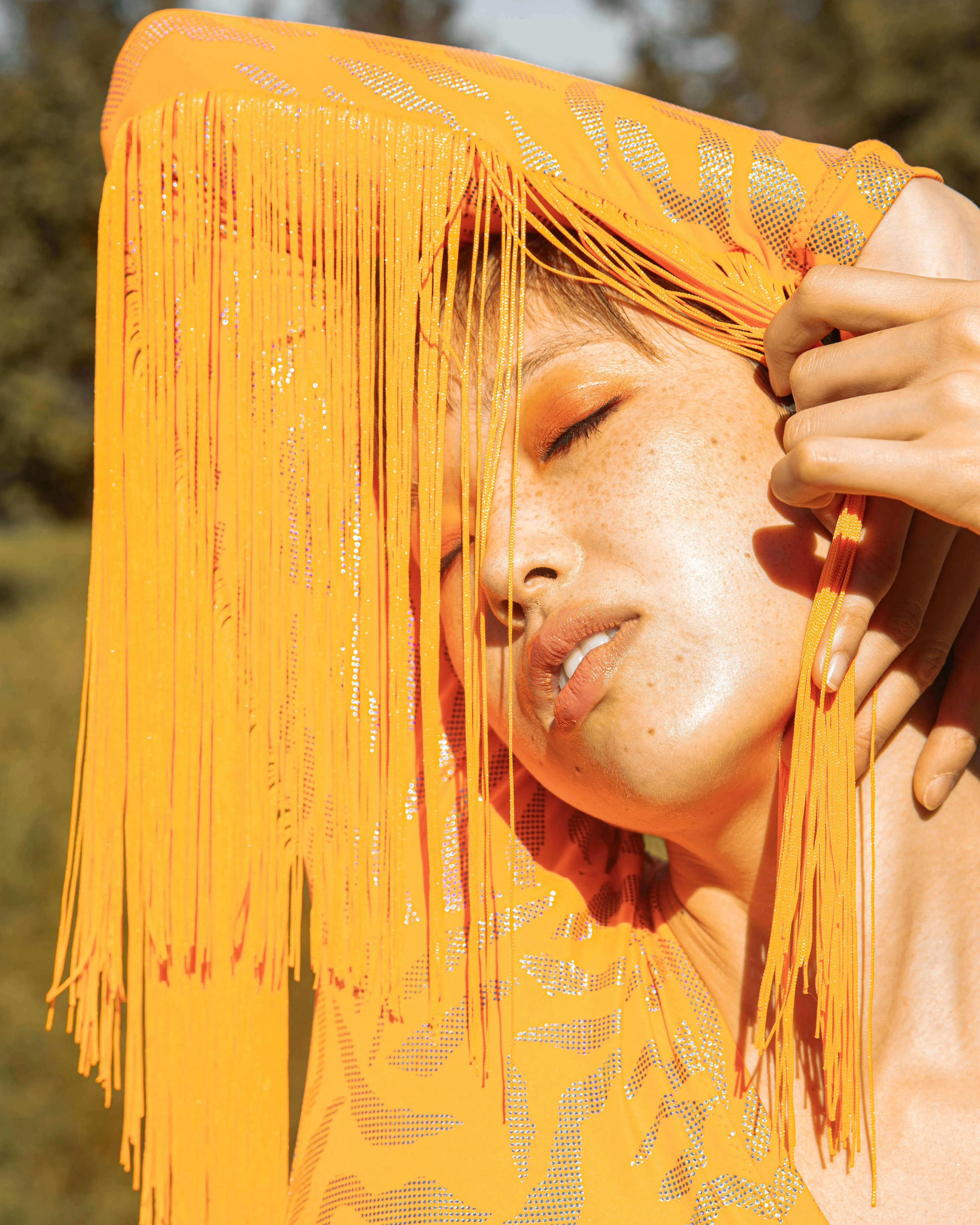 Asymmetrical Bodysuit Fringes "WAVER" Lettau Art Fashion