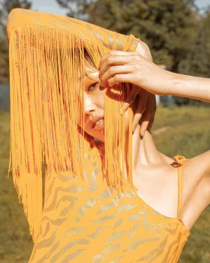 Asymmetrical Bodysuit Fringes "WAVER" Lettau Art Fashion