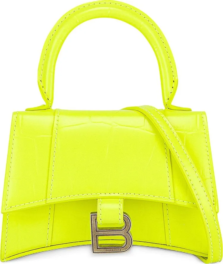 Balenciaga Mini Hourglass Strap Bag Fluorescent Yellow