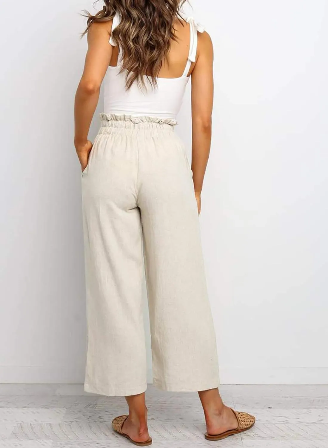 Dokotoo Womens Casual Elastic Waist Solid Comfy Jogging Jogger Pants with Pockets