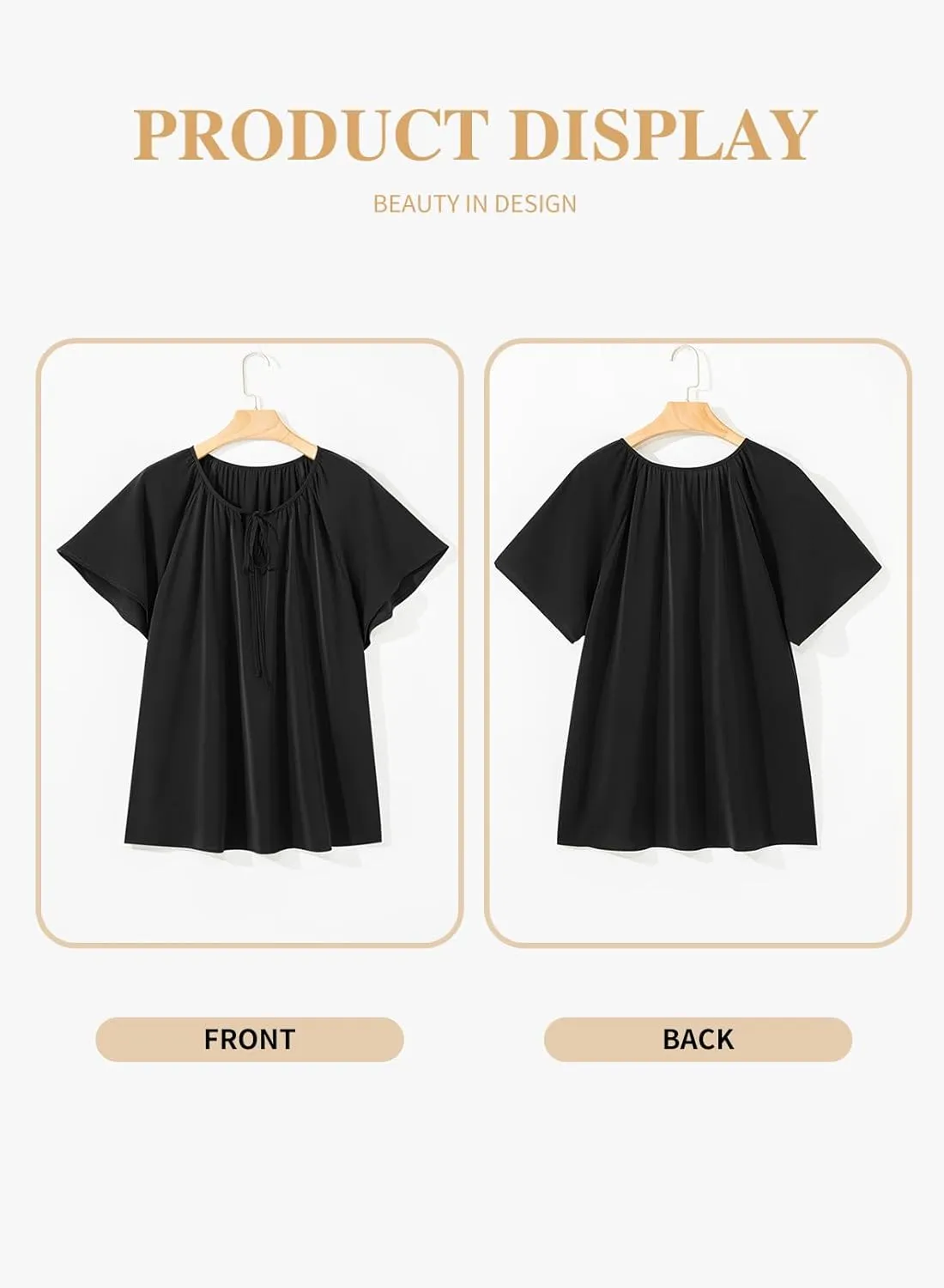 Eytino Women Plus Size Tops Boho Printed V Neck Short Sleeve Drawstring Casual Chiffon Shirts Blouse(1X-5X)