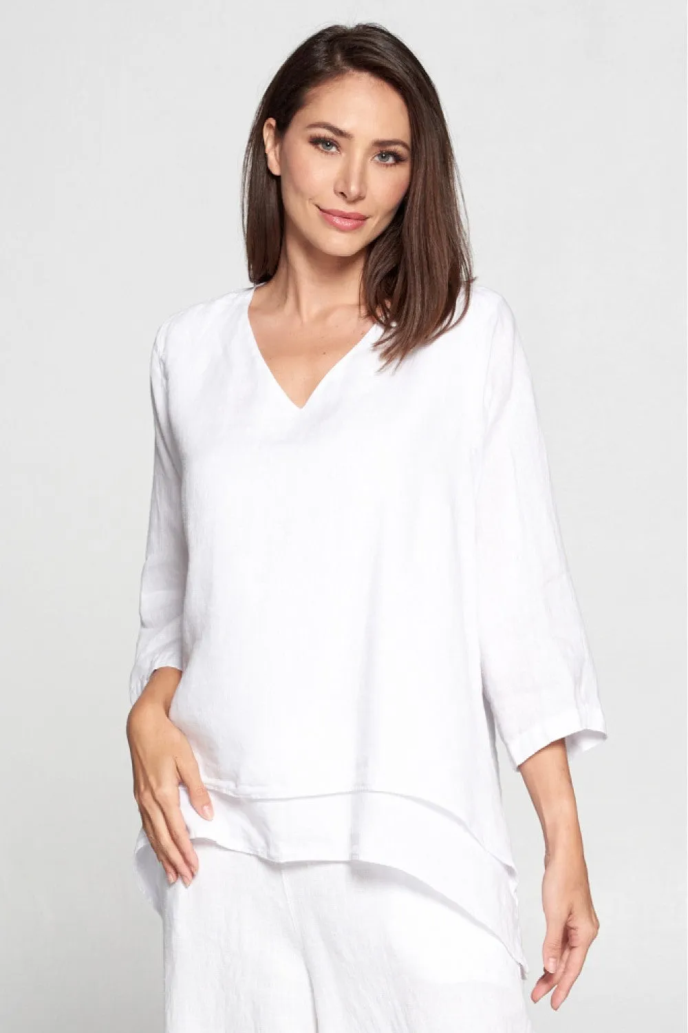 FBT95 V-Neck 2 Layer Slv Top-Black