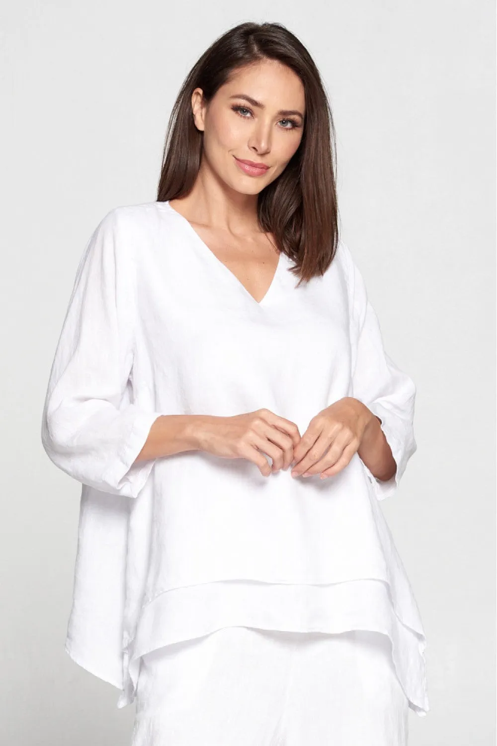 FBT95 V-Neck 2 Layer Slv Top-Black