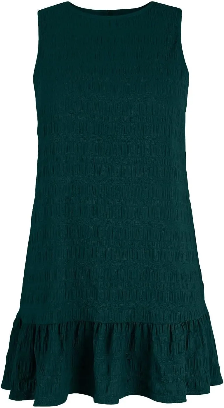 Flowy Summer Dresses for Women Sleeveless Crew Neck Boho Dresses Loose Ruched A Line Maternity Sun Dress Short Dress