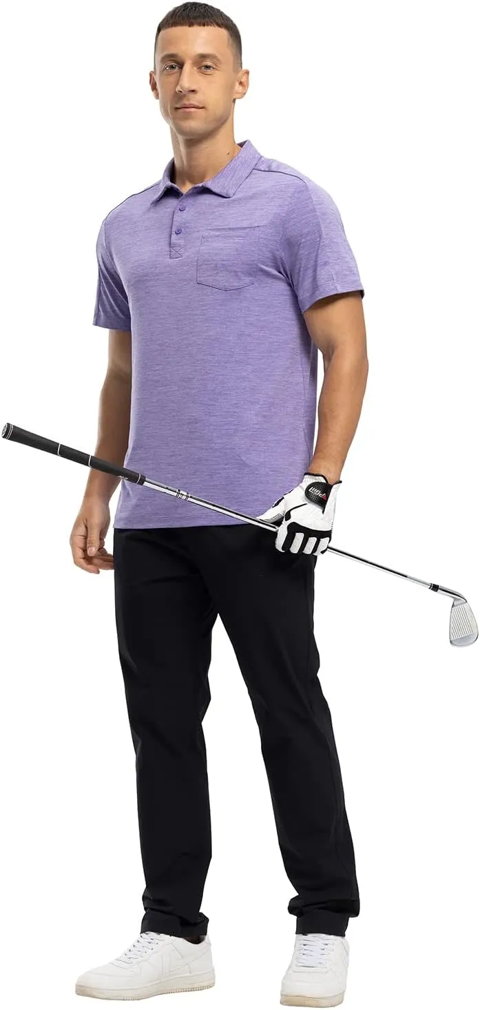 Gopune Men's Polo Shirts Short Sleeve Dry Fit Casual Sports Golf Collared Shirts with Pocket