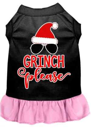 Grinch Please Screen Print Dog Dress Black With Light Pink Med (12)