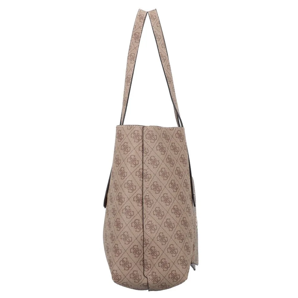 Guess Eco Brenton tote bag, light beige/dark beige
