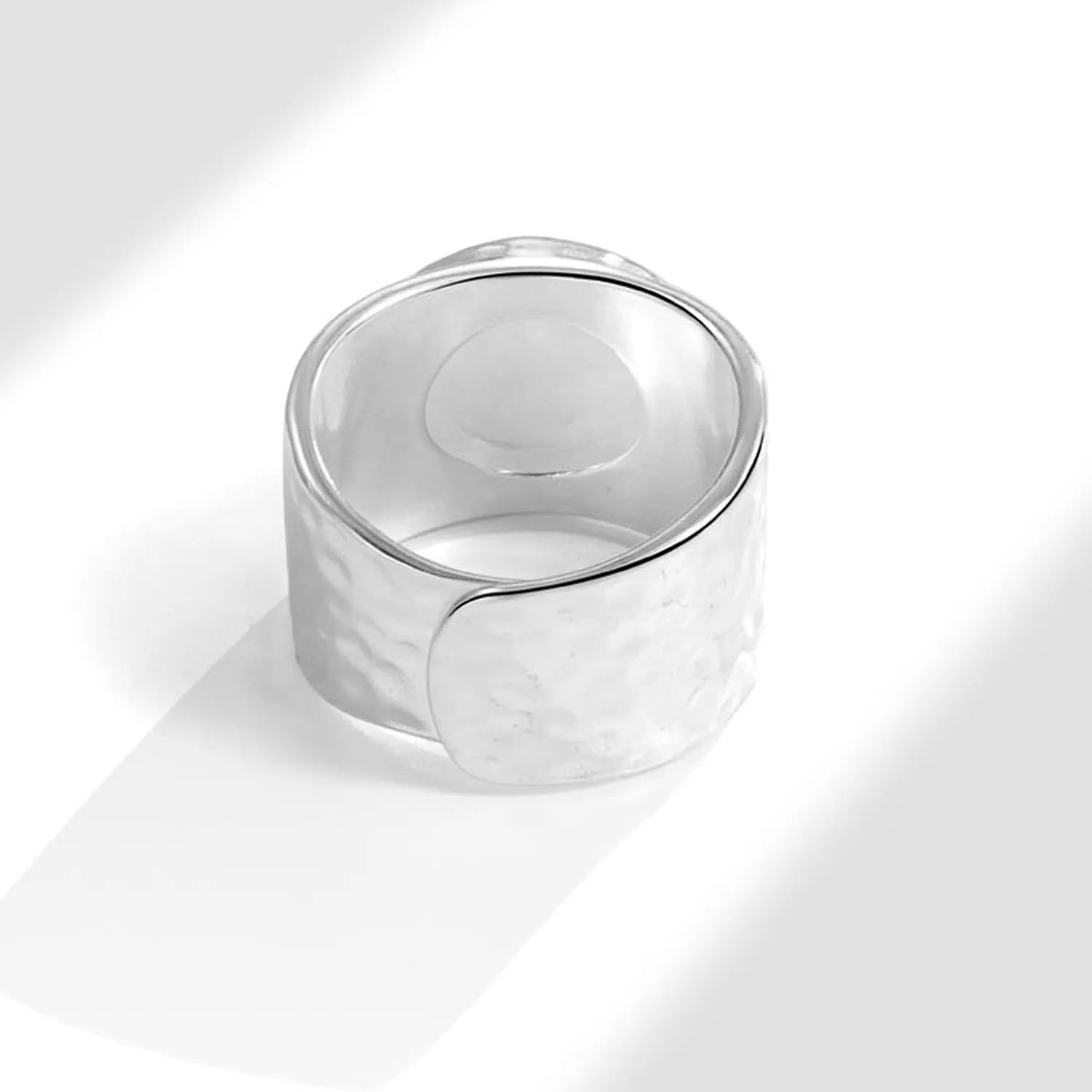 Handmade Hammered 925 Sterling Silver Rings Open Adjustable Wide Cuff Band Ring Thumb Rings for Women Men