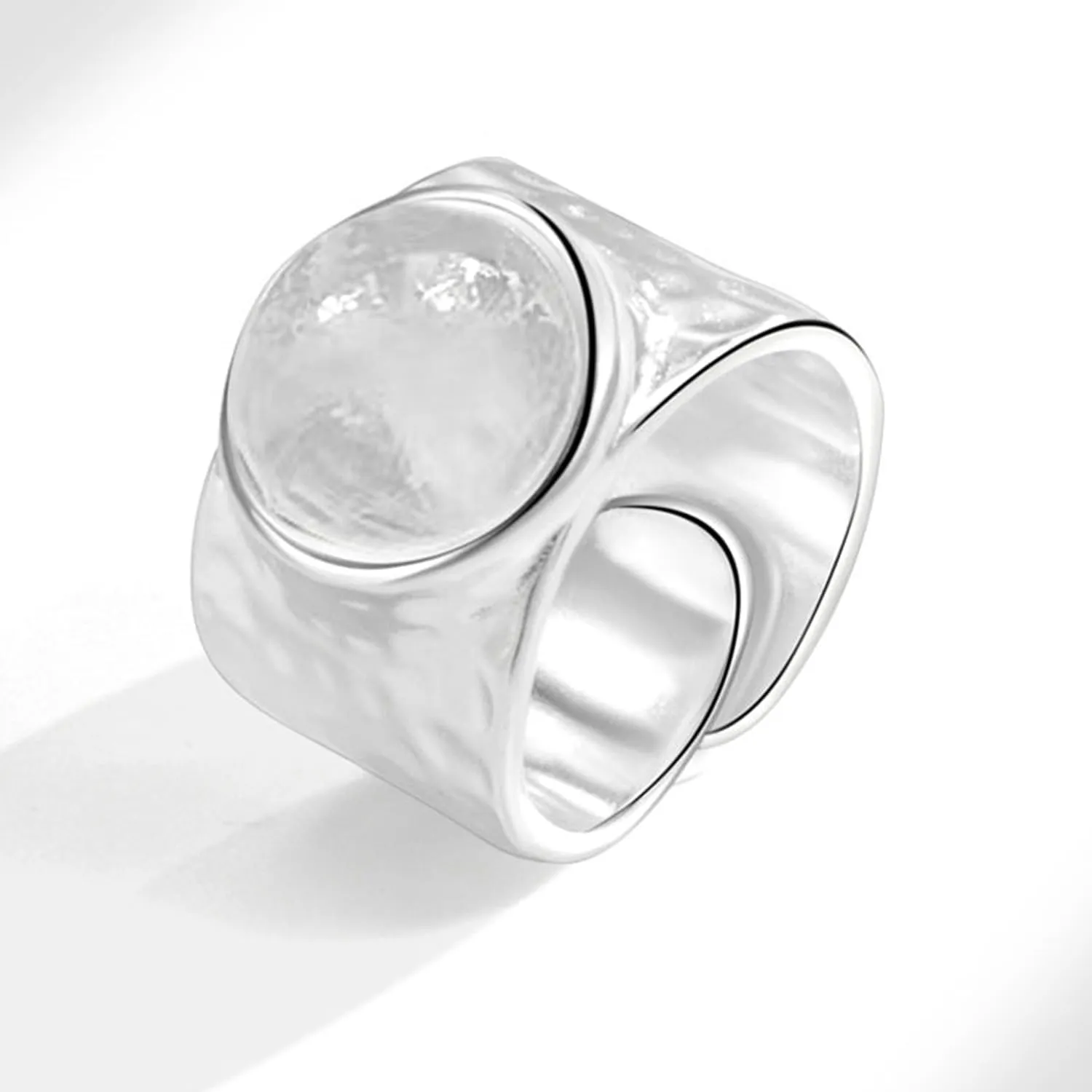 Handmade Hammered 925 Sterling Silver Rings Open Adjustable Wide Cuff Band Ring Thumb Rings for Women Men
