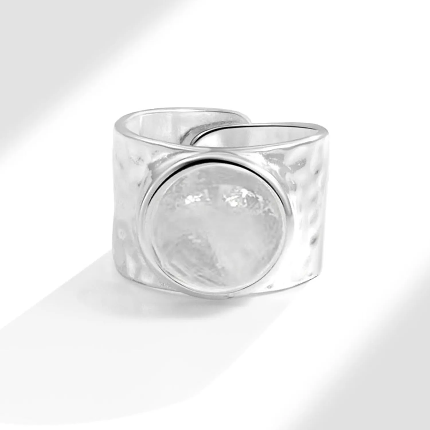 Handmade Hammered 925 Sterling Silver Rings Open Adjustable Wide Cuff Band Ring Thumb Rings for Women Men