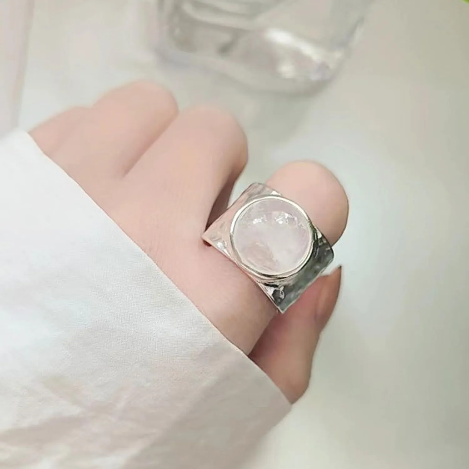 Handmade Hammered 925 Sterling Silver Rings Open Adjustable Wide Cuff Band Ring Thumb Rings for Women Men