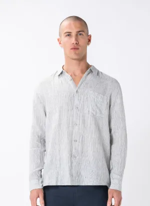 Holiday Linen LS Shirt White Stripe