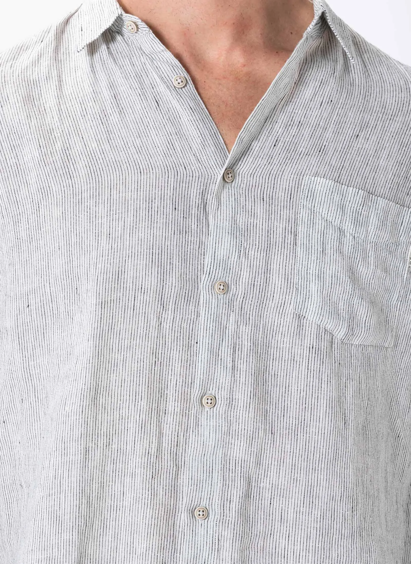 Holiday Linen LS Shirt White Stripe