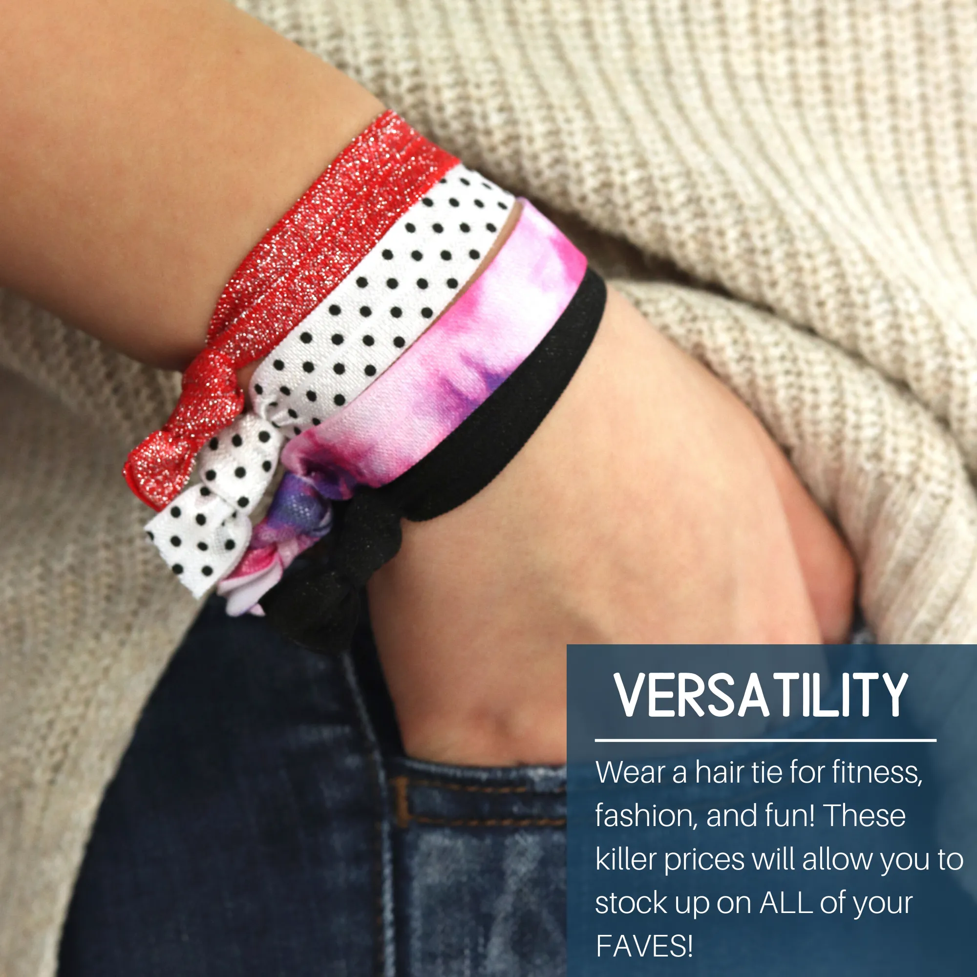 Hot Pink Ribbon Hair Ties - 5 Pack
