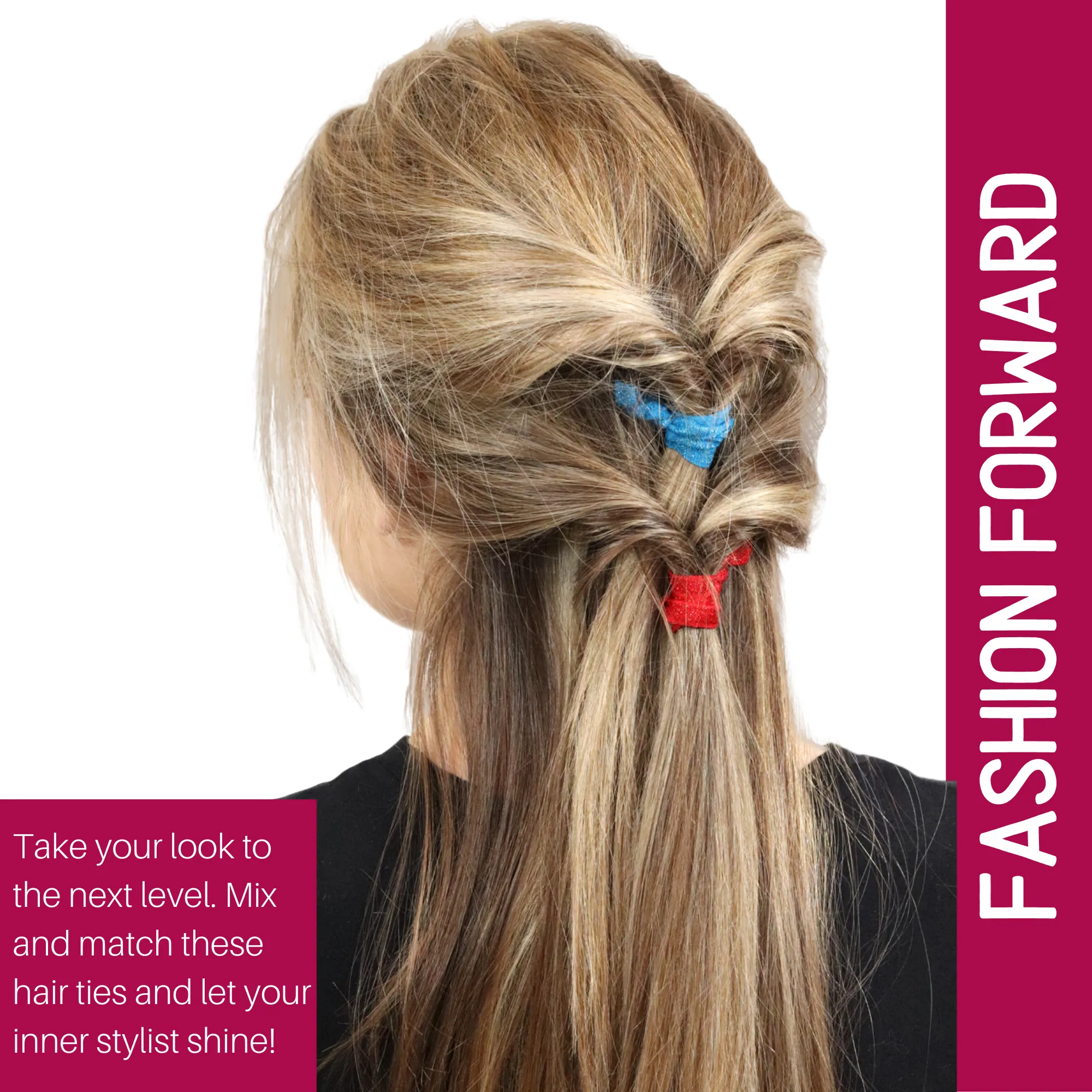 Hot Pink Ribbon Hair Ties - 5 Pack