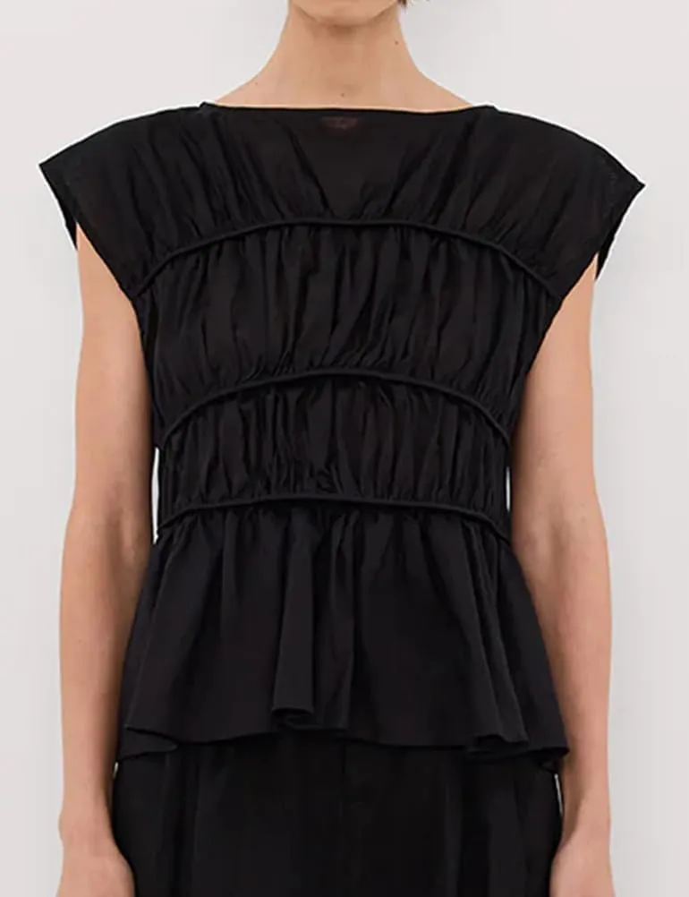IDEALSANXUN Linen Tank Tops for Women Summer Cap Sleeve Tiered Pleated Shirts Casual Cute Peplum Blouses Beach Tops