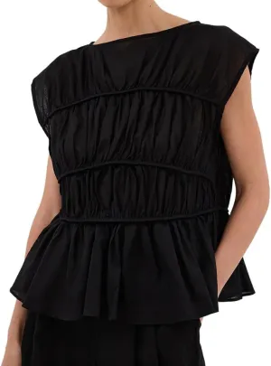 IDEALSANXUN Linen Tank Tops for Women Summer Cap Sleeve Tiered Pleated Shirts Casual Cute Peplum Blouses Beach Tops