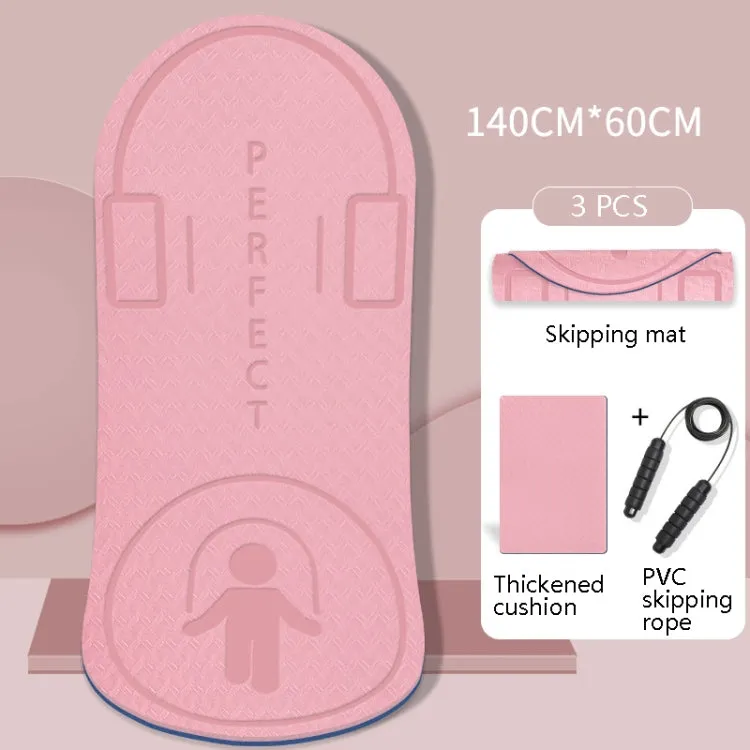 Indoor Skipping Mat Sound Insulation Shock Absorption Thickened Skipping Blanket Non-Slip Yoga Mat, Size: 140 x 60cm(Rubber Pink Cushion Jump Rope)