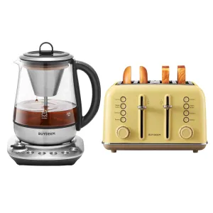 K176 Multi-function Electric Steam Brewer & Retro 4-Slice Toaster - Bundle Offer