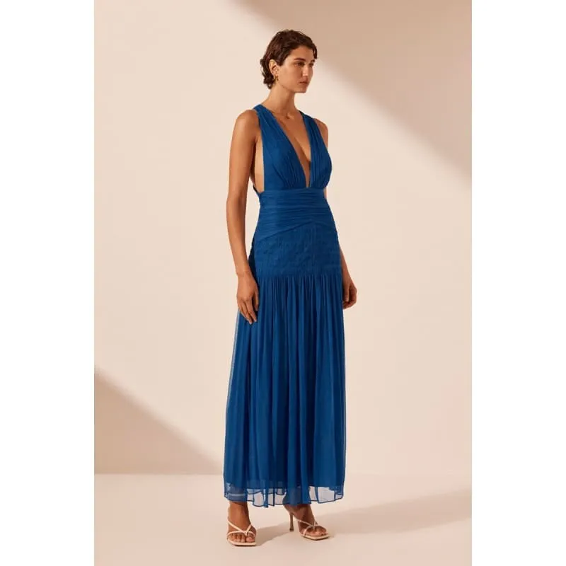 Maya  Plunged Tie Back Midi Dress