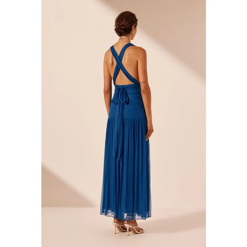 Maya  Plunged Tie Back Midi Dress