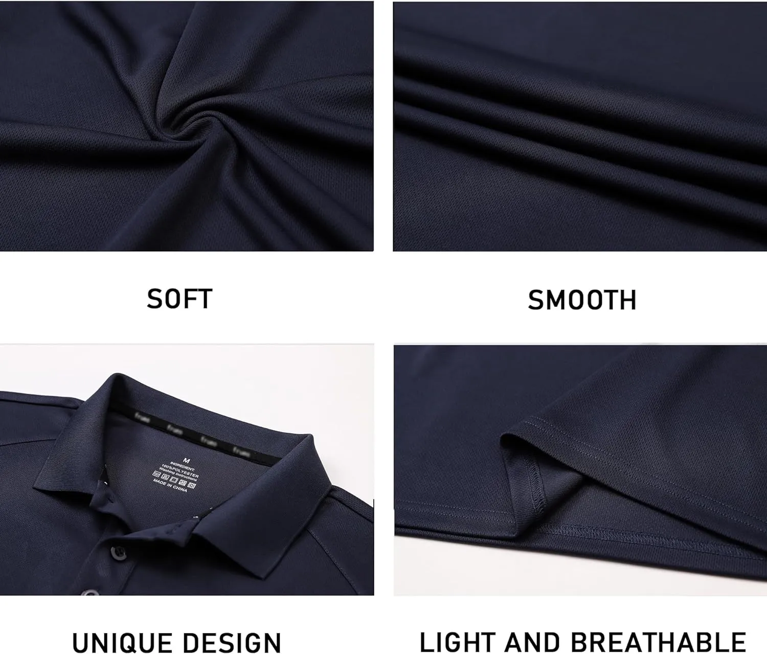 Mens 3 Pack Polo Shirt Moisture Wicking Quick Dry Performance Athletic Short Sleeve Golf Shirt