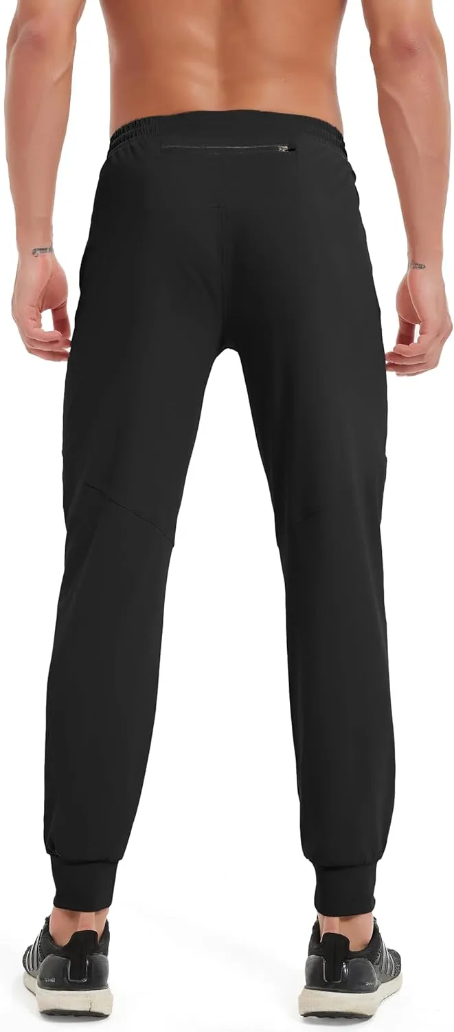 Men's Athletic Jogging Hiking Pants Lightweight Quick Dry Pants Gym Running Sweatpants Workout with Zipper Pockets