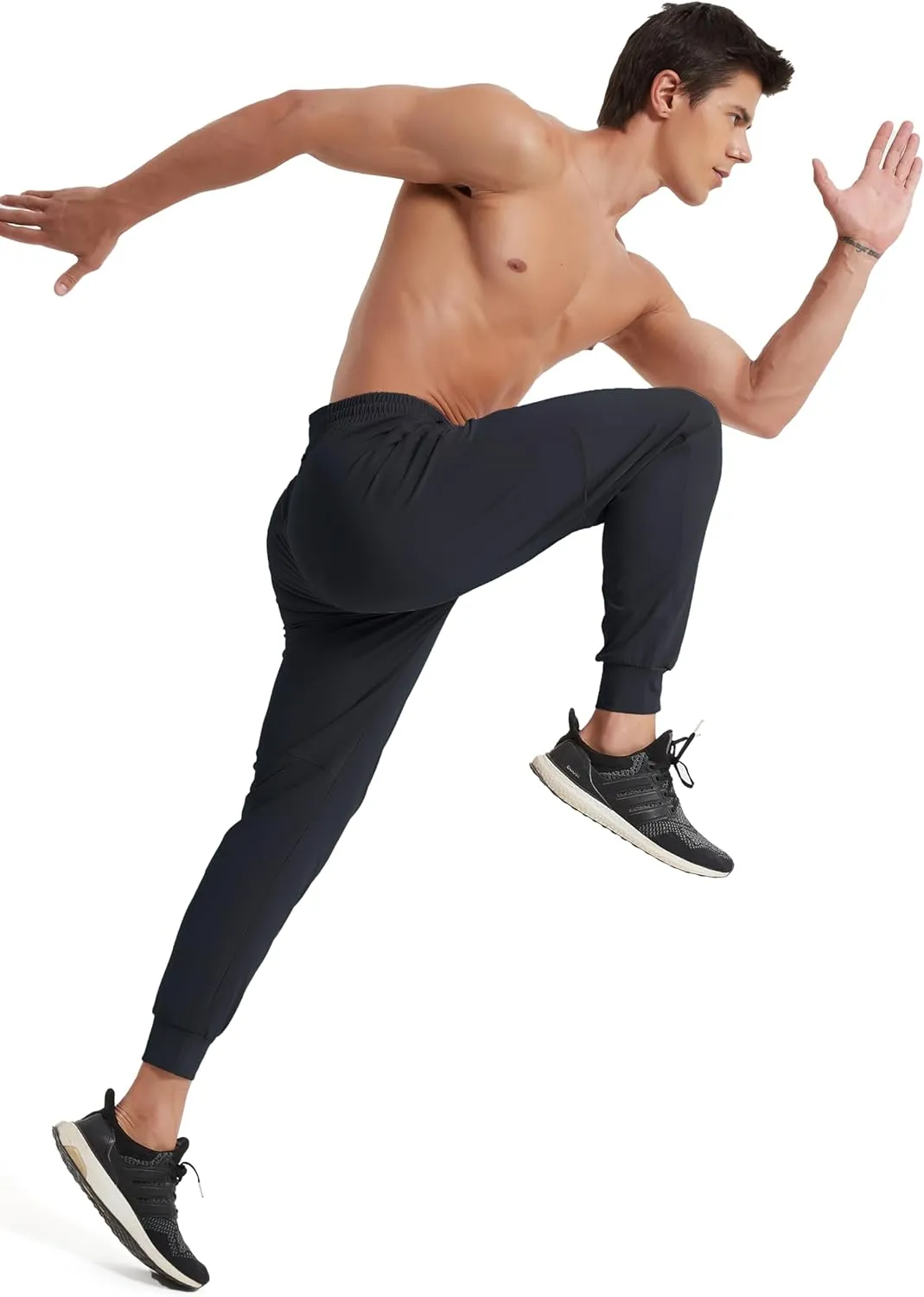 Men's Athletic Jogging Hiking Pants Lightweight Quick Dry Pants Gym Running Sweatpants Workout with Zipper Pockets
