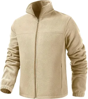Men's Casual Outdoor Fleece Zip Jacket Long Sleeve Warm Winter Coat for Men with Zip Pocket