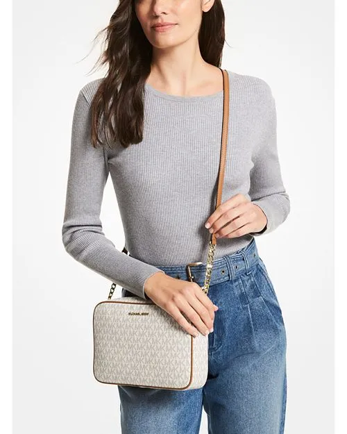 Michael Kors Jet Set Saffiano Leather Large Crossbody Bag, White