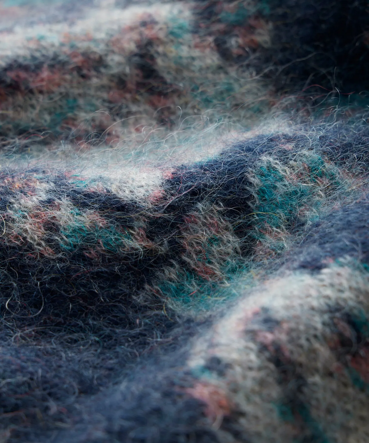 Mohair Floral Cardigan in Dark Harbor