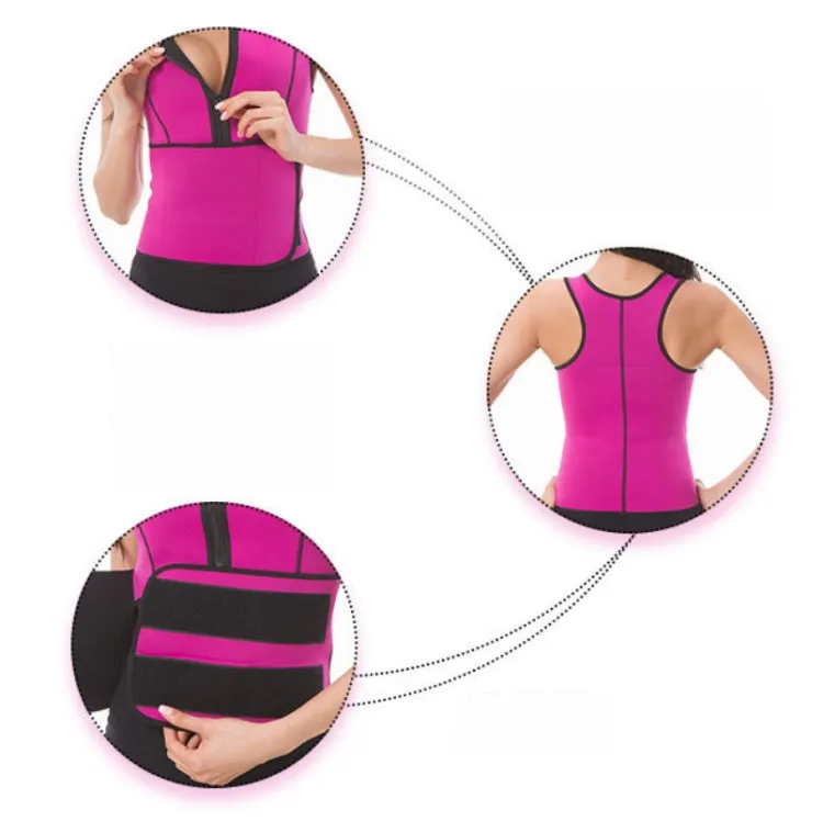Neoprene Corset Yoga Vest Sweat Suit Postpartum Belly Belt, Size:L(Rose Red)