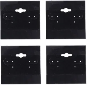 N'ice Packaging 200-Pcs 1.5" x 1.5" Black Hanging Earring Cards, Jewelry Display Earring Rack Stand Display Card