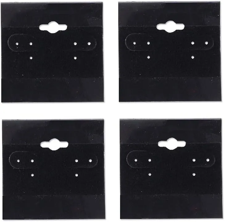 N'ice Packaging 200-Pcs 1.5" x 1.5" Black Hanging Earring Cards, Jewelry Display Earring Rack Stand Display Card