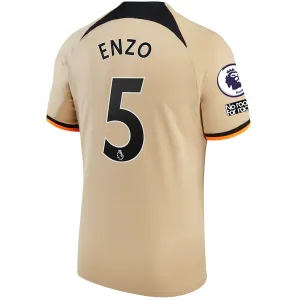 Nike Chelsea Enzo Fernandez Third Jersey w/ EPL   No Room For Racism   Club World Cup Patches 22/23 (Sesame/Black)
