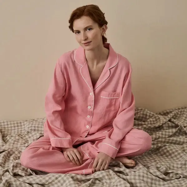 Pink Bloom Linen & Tencel Pyjama Trouser Set