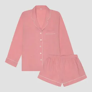 Pink Bloom Tencel Linen Blend Pyjama Shorts Set