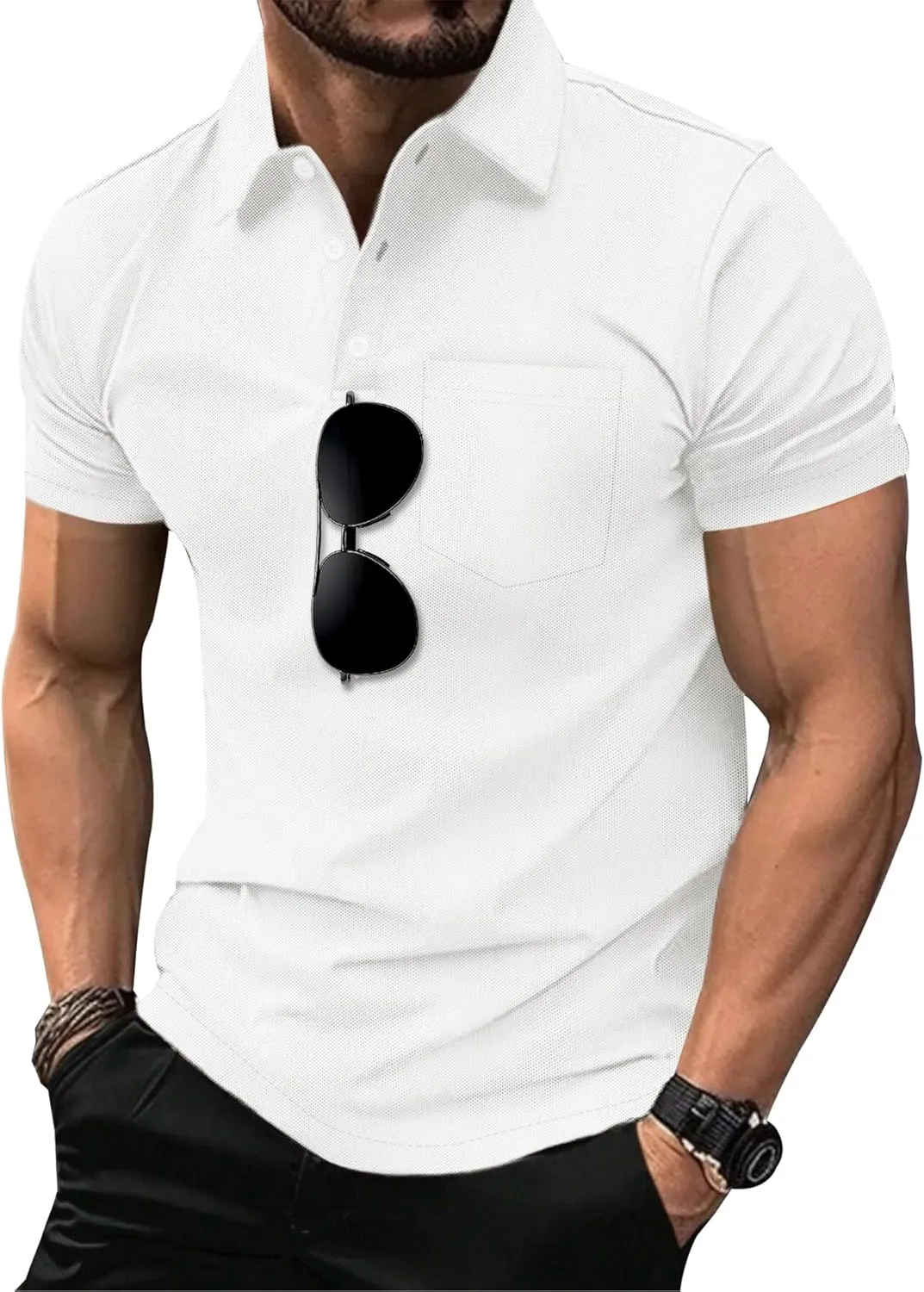 SCODI 5 Pack Mens Pocket Polo Shirts Short Sleeve Multipack Golf Shirt for Men Moisture Wicking Casual Athletic Work T-Shirts