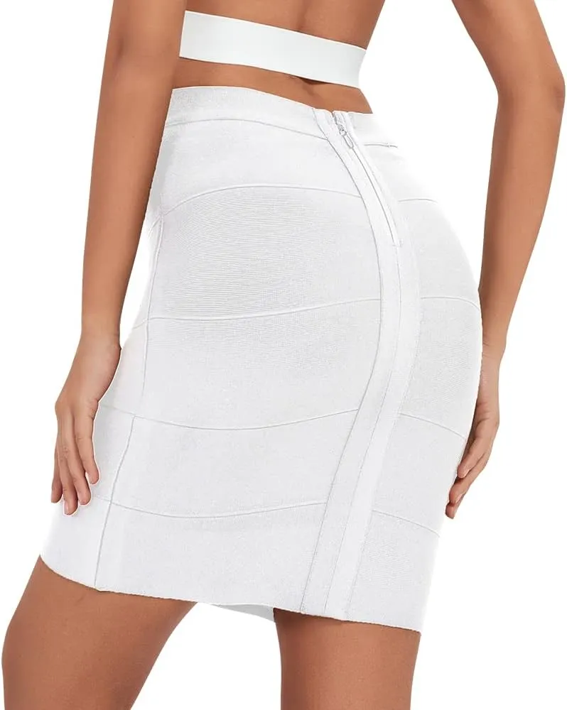 Solid High Waist Mini Bandage Pencil Skirt