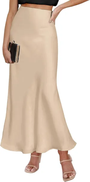 Spring Summer Skirts 2025 Satin Skirt High Waisted Maxi Cocktail Party Wedding A-Line Long Skirts