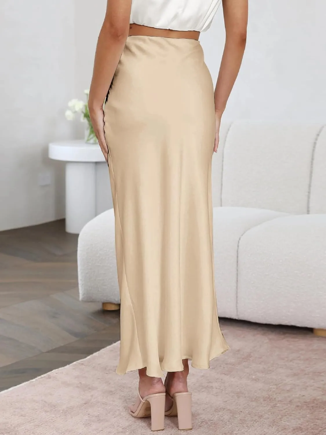 Spring Summer Skirts 2025 Satin Skirt High Waisted Maxi Cocktail Party Wedding A-Line Long Skirts