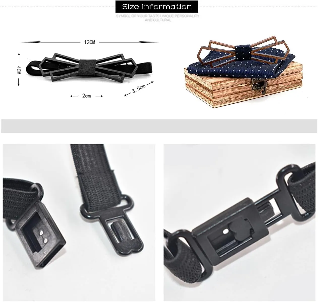 Stjarna Handmade Wooden Bow Tie Square Cufflink Set for Men Boys Novelty Gift LJ-MTS03H